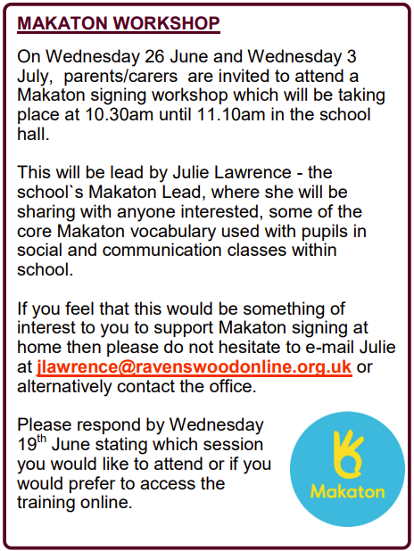 Makaton workshop advert